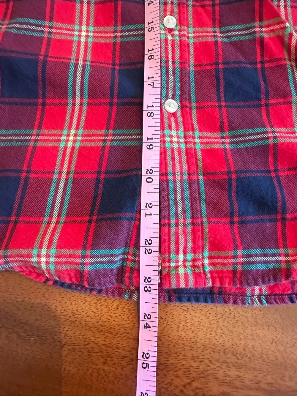 Ralph Lauren Boys Red/Navy Plaid Button-Down Flannel Shirt
